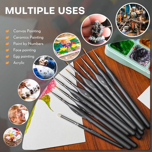 Image of Golden Maple Miniature Paint Brushes Drybrush-10pcs Model Detail Paint Brush Set, Small Fine tip Brushes for Acrylic, Watercolor & Paint by Number, Figurine