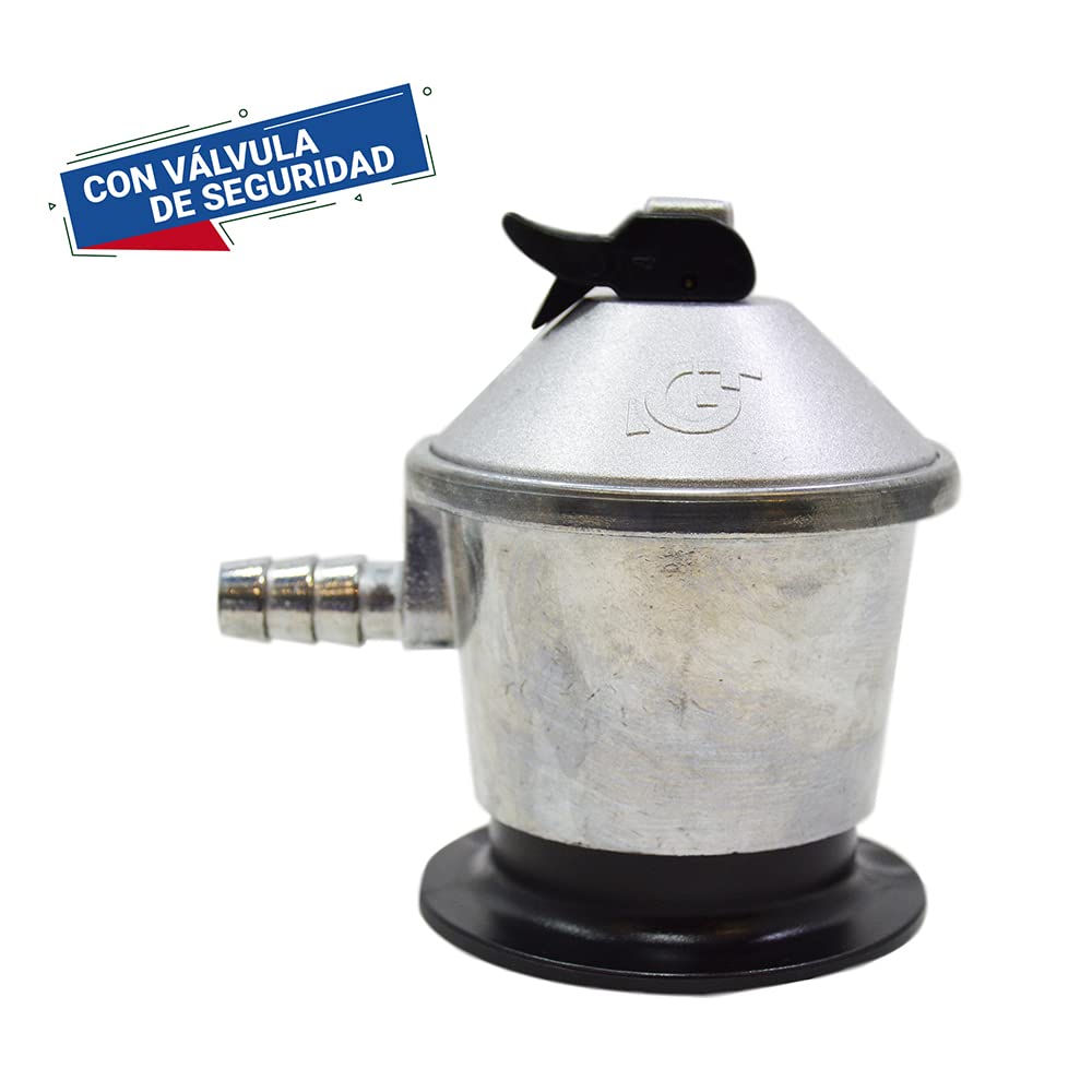 Regulador Gas Butano con Válvula De Seguridad Gris