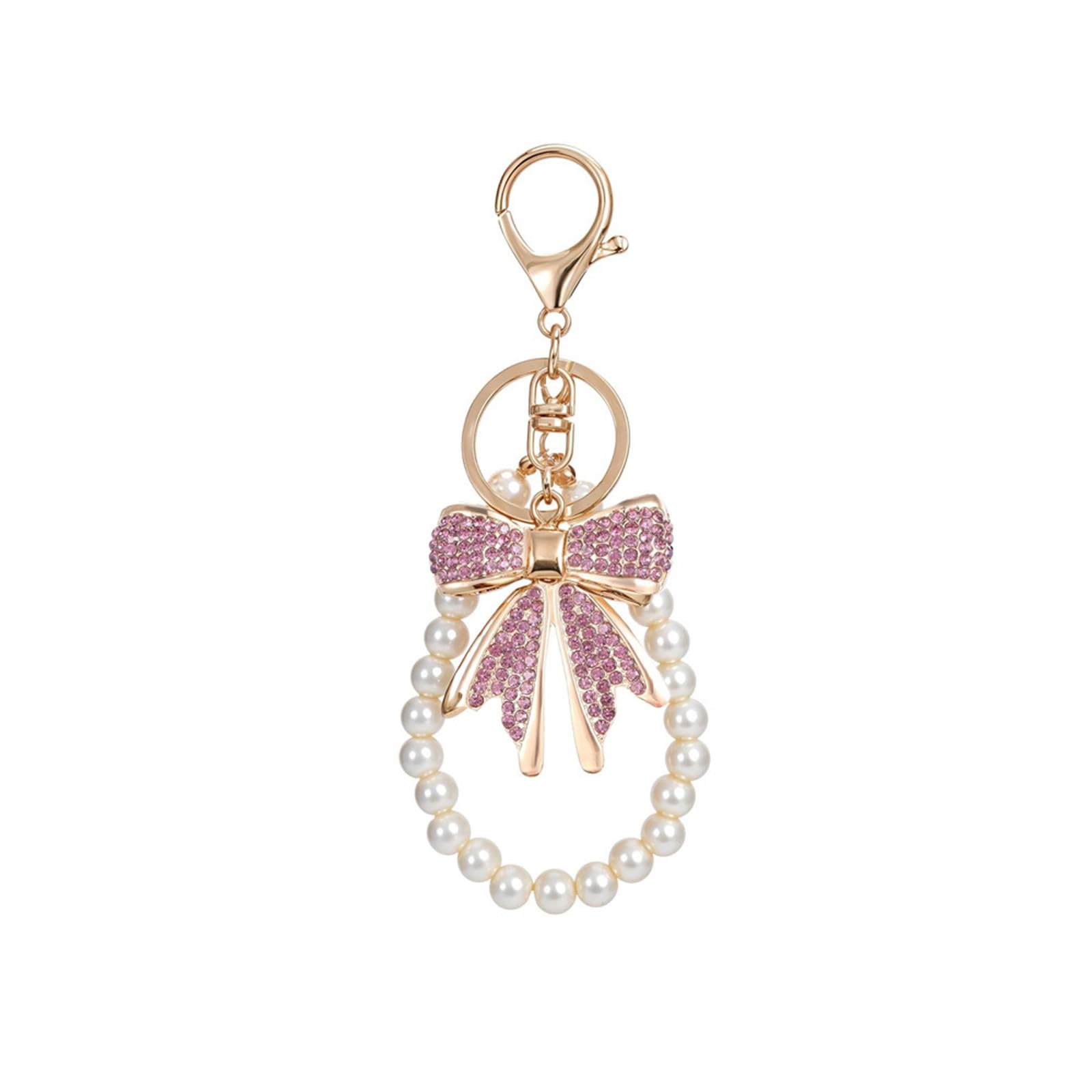 Butterfly Bag Charms, Pearl Beaded Bow Keychain Accessories for Women, Purse Charms for Tote Bags