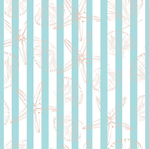 Image of DWELLSINDIA Sea Creatures in Stripes Self Adhesive Wallpaper Waterproof, Scratch Resistant, Laminated 41cm x 244cm