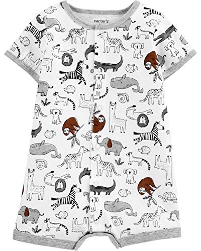 Carter s Baby Boy s Cotton Snap-up Romper (White Animals, 18 Months)