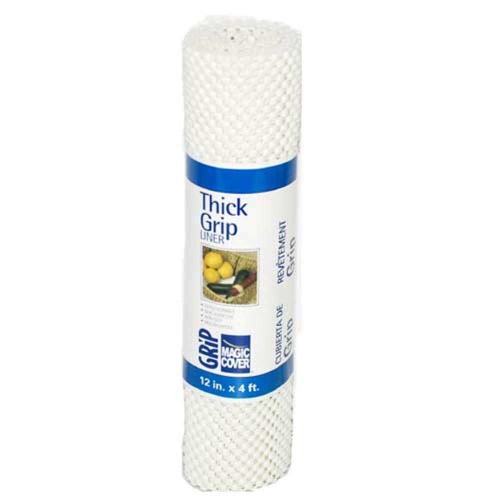 Magic Cover Thick Grip Non-Adhesive Liner for Shelves, Drawers and Counter Tops, 12 inches by 4 feet, White