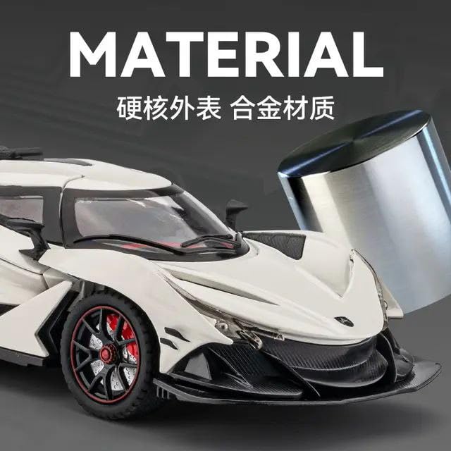 Image of FEXXA 🏎️ Exclusive Alloy Metal Pull Back Die-cast Car Model with Sound Light Mini Auto Toy for Kids Metal Model Toy Car with Sound and Light (1.24 Scale APO-LLO IE -White)