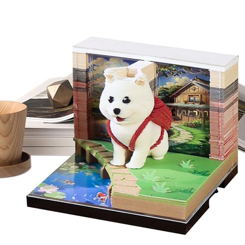 Générique 3D-kalender | Design Relief 2026 skrivverktyg | hundskulptur skrivverktyg för hemkontor, studier