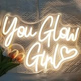 You Glow Girl Neon Sign for Wall Decor Neon Lights for Bedroom USB Powered Lights Up Sign for Girls Kid’s Bedroom Living Room Birthday Party Decor LED Neon Light Signs (15.7x 12in) (Warm White)