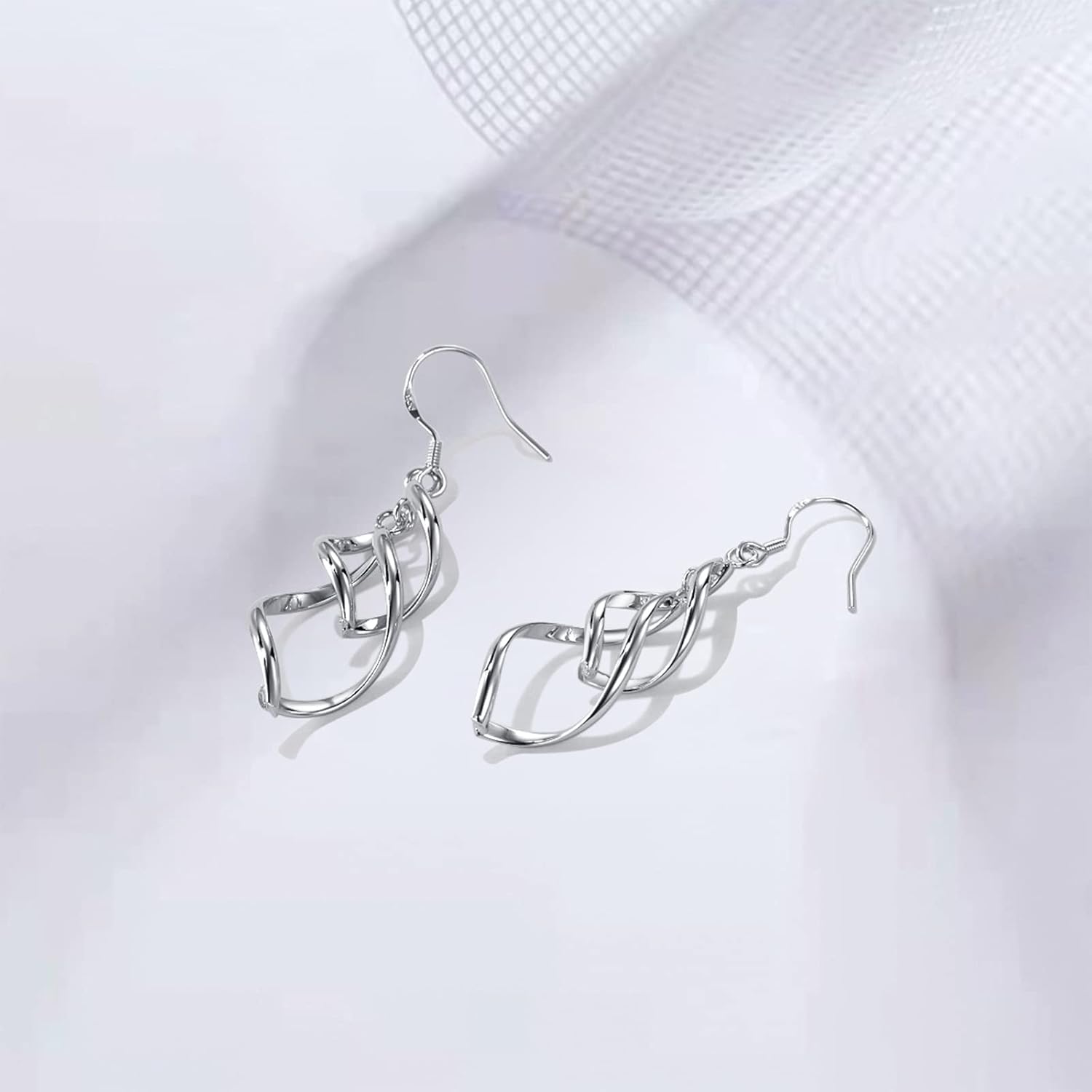 Sterling Silver Plated Earrings Dangle Earrings Linear Drop Statement Earrings for Women - Image 4