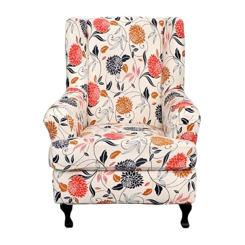 HAOYONG Wing Chair Slipcovers Printed Wingback Chair Covers 2 Pieces Wingback Armchair Slipcover Stretch Chair Slip Covers Washable Armchair Protector Cover Cover