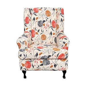 HAOYONG Wing Chair Slipcovers Printed Wingback Chair Covers 2 Pieces Wingback Armchair Slipcover Stretch Chair Slip Covers Washable Armchair Protector Cover for Living Room and Bedroom