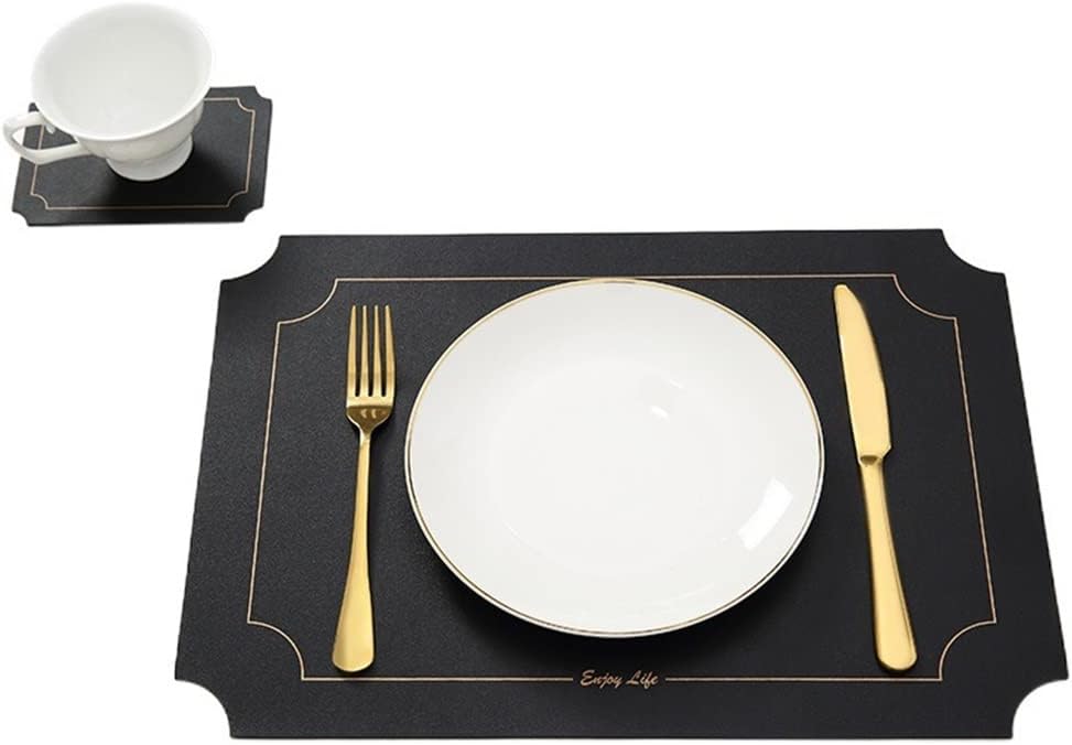 6 Pcs Leather Placemats Coaster Pads Tableware Mat Western Table Pads Bowl Pad for Home Kitchen Accessorie(D)