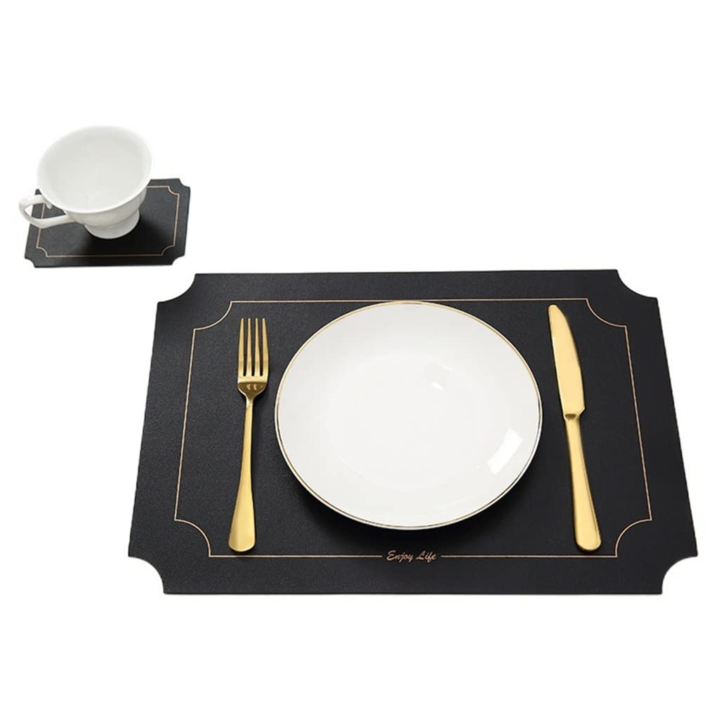 IANSHFKN 6 Pcs Leather Placemats Coaster Pads Tableware Mat Western Table Bowl Pad for Home Kitchen Accessorie