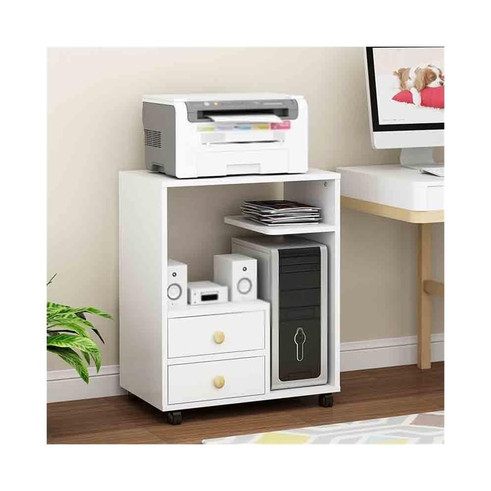 Soporte para impresora Estante de almacenamiento de oficina con polea, estante de almacenamiento multifuncional, gabinete for computadora de escritorio, estante for impresora Mesa para impresora