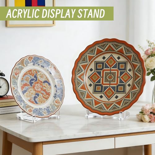 Support acrylique pour assiettes de 17 à 29 cm évitant les chutes d'objets - 7