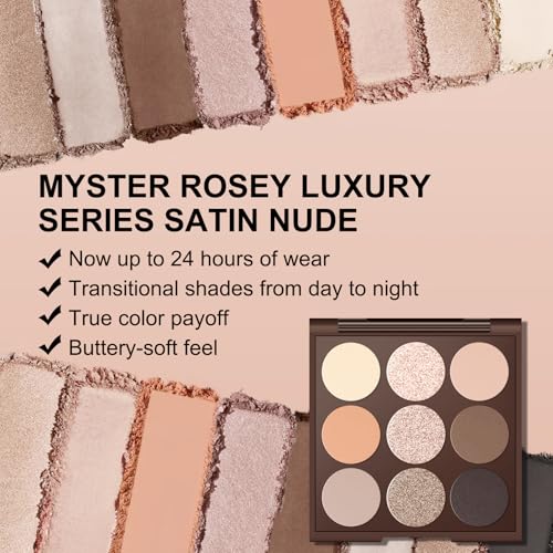 MYSTER ROSEY Neutral Eyeshadow Palette, Nude Eyeshadow Palette, Matte Eye Shadow Makeup Palette