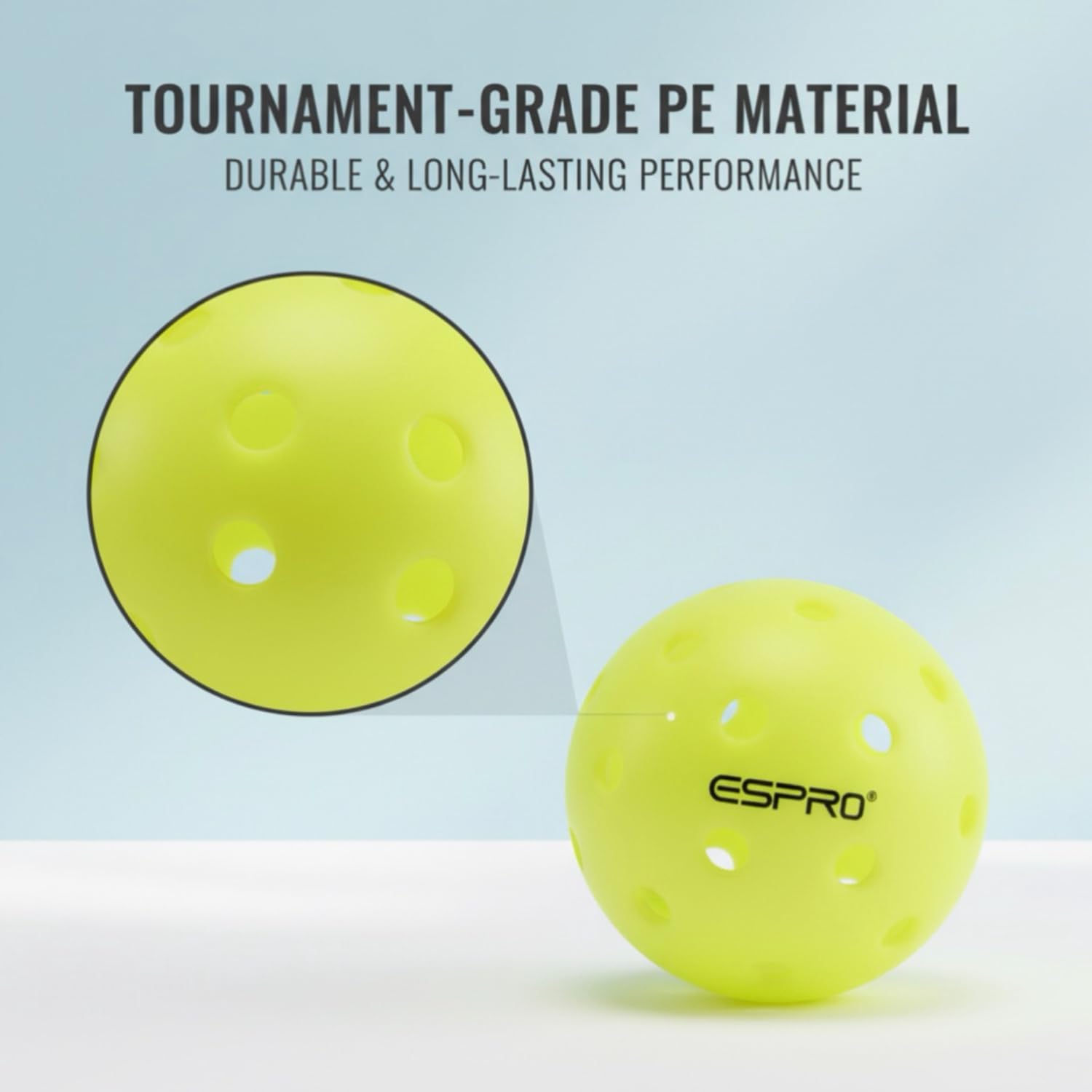 ESRPO Tournament Grade 40-Hole Pickleballs Seamless Roto-Molded Durable Crack-Resistant Official Size Indoor Outdoor Pickle Balls 3/4/6/12 Pack for All Skill Levels Daily Play, Fluorescent Yellow
