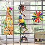 Bird Toys Parakeet Toy Parrot Chewing Shredding Foraging Toys with Rope Perch Hanging Toys Bird Cage Accessories for Cockatiel Conure Budgies Lovebird 5 Pack - Image 5