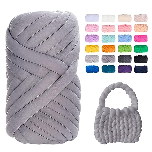 Uiopa Bulky Armstricken Wolle, 500g Dicke Wolle Sperrige Handstrickgarn, Grob Gestrickte Schlauchgarn Häkelwolle Chunky Yarn für Taschen, Decken, Körbe, Haustiernester, DIY-Kunsthandwerk