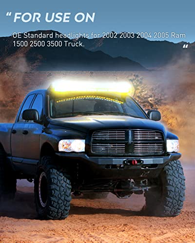 Nilight 2002 2003 2004 2005 Ram 1500 2500 3500 Headlight Assembly Chrome Housing Clear Corner Clear Lens Headlamp Replacement Driver And Passenger Side 2 Pack, 2 Years Warranty #TOP7