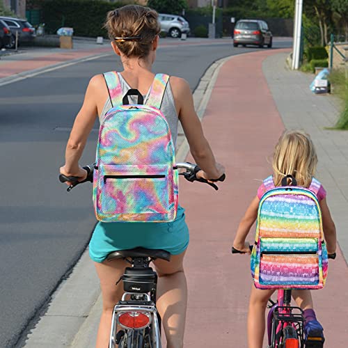 Mesh Backpack For School Girls Kids Lightweight See Through Bookbag With Clear Lunch Bag Semi-Transparent Bag For Swim Sports Travel Pool Beach #TOP2