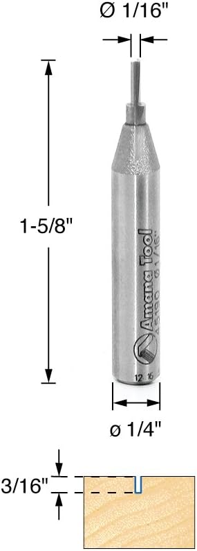 Amana Tool - 45190 Solid Carbide Cutting Edge Straight Plunge High Production 1/16 Dia x 3