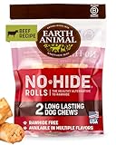 Earth Animal No Hide Chews - Long Lasting Rawhide Free Small Dog Chews Rolls, Beef - 2 Count