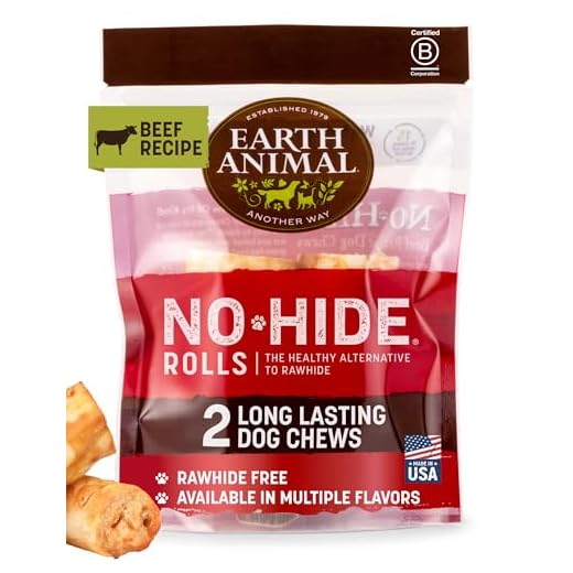 Earth Animal No Hide Chews - Long Lasting Rawhide Free Small Dog Chews Rolls, Beef - 2 Count