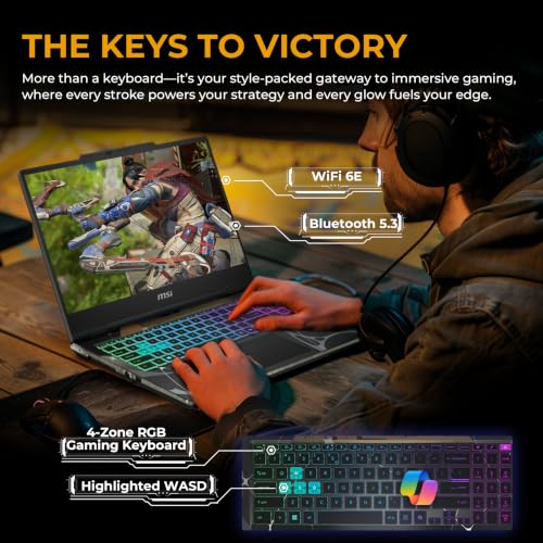 Image of msi Cyborg A15 AI 15.6 inch FHD 144Hz Gaming Laptop, AMD Ryzen 9 270, NVIDIA GeForce RTX 5060, 64GB DDR5, 5TB Storage(4TB SSD&1TB Docking Station Set), 4-Zone RGB Keyboard, Wi-Fi 6E, Win 11 Home, Black