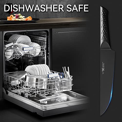 Knife Sets for Kitchen with Block, HUNTER.DUAL 15 Piece Knife Set with Built-in Sharpener, Dishwasher Safe, German Stainless Steel, Black