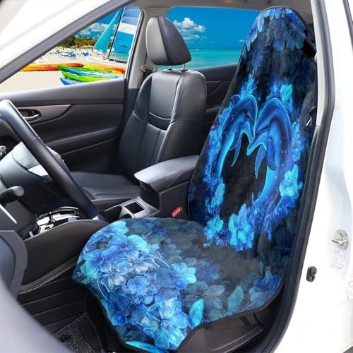 Image of Love Dolphin Car Seat Seat Cover Protector Front Seats Only Auto Accessories Protectors Decor Easy to Install Universal Protector for Cars Truck Van SUV