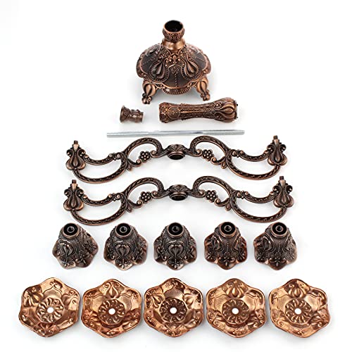 Fanwnki 5-Candle Metal Candelabra 10.3 Inch Tall Candlestick Candle Holders For Home Decor Wedding Christmas Church Halloween Party, Red Bronze Tulip #TOP4