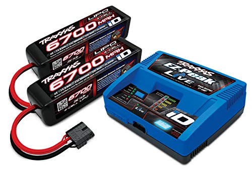 Traxxas 2993 TRA2993 4S Completer Pack Includes #2971 iD Charger (1), 2890X 6700mAh 14.8V 4-Cell 25C LiPo Battery (2)