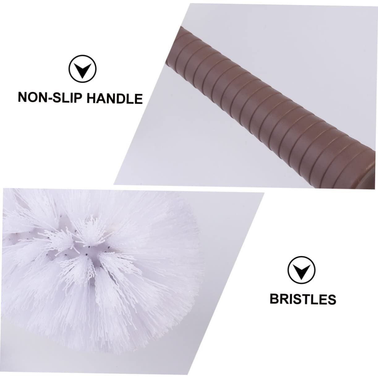 OUNONA 2piezas Escobilla De Baño con Mango y Base Antideslizante Accesorios De Limpieza para Cuartos De Baño Casa y Hotel Color Café