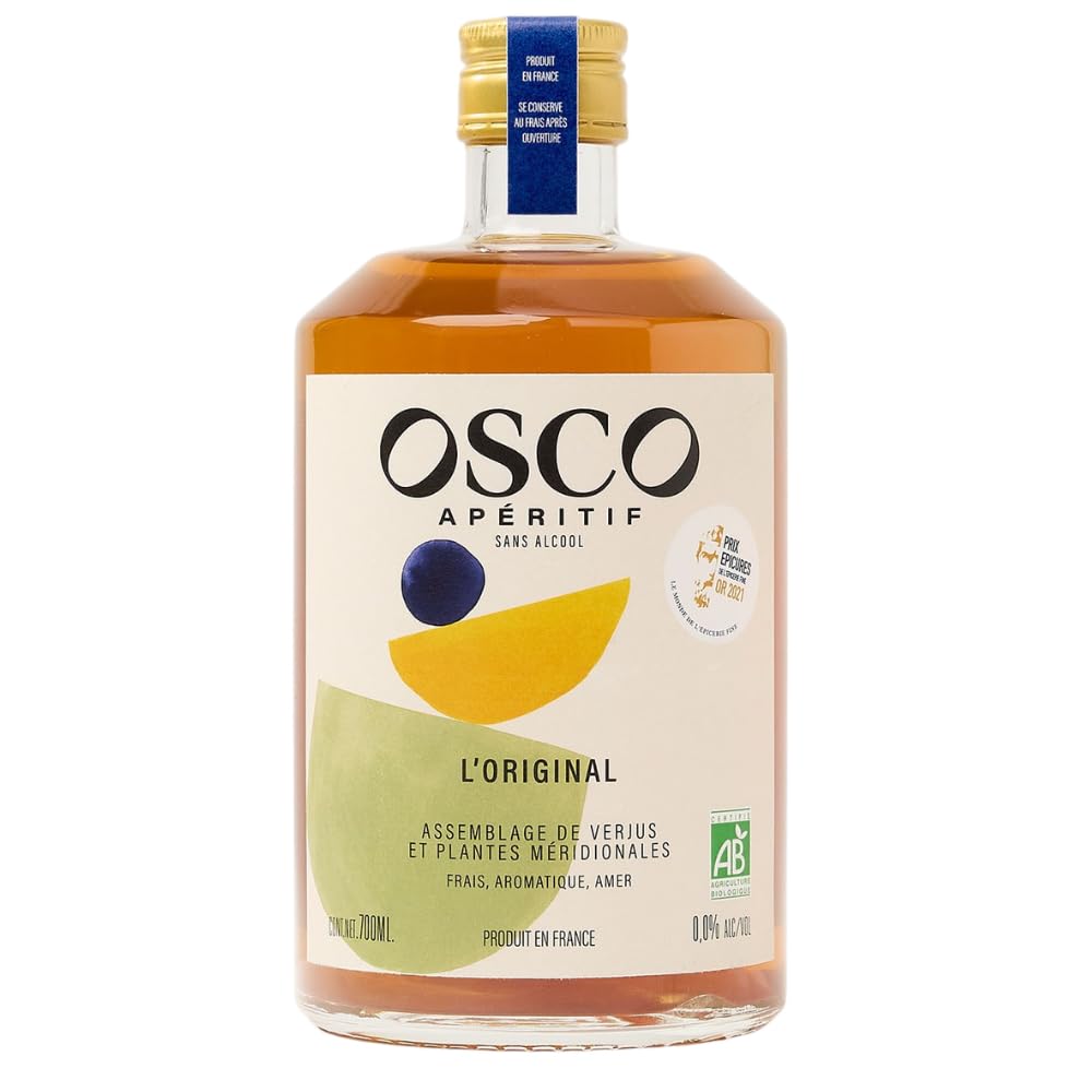 OSCO L'Original apéritif sans alcool 0.0% bio 700 ml - Spiritueux sans alcool amer, aromatique, frais - Apéritf vegan, sans gluten, plusieurs fois primé et à faible teneur en sucre