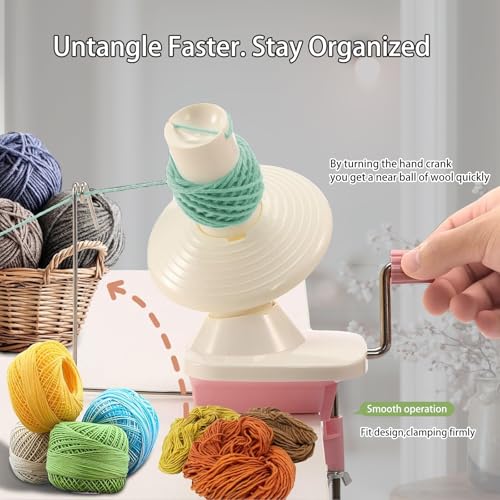 Image of Pukaock Yarn Winder,Hand Operated Yarn Ball Winder,Easy to Install, Low Noise,Effectively Makes Neat Winding Machines,Suitable for Crochet Knitting,The Helper for Knitting Enthusiast(Pink)