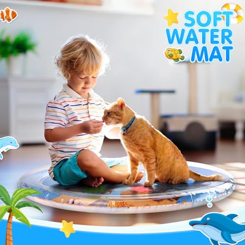 YAOZUP Katzen Spielmatte Wasser, Hochwertige Verdickte Sensorische Wasser Spielmatte, Aufblasbare wassersensor spielmatte, Sensor Water Playmat, Sommer Interaktives Wassermatte für Katzen Hunde Kinder
