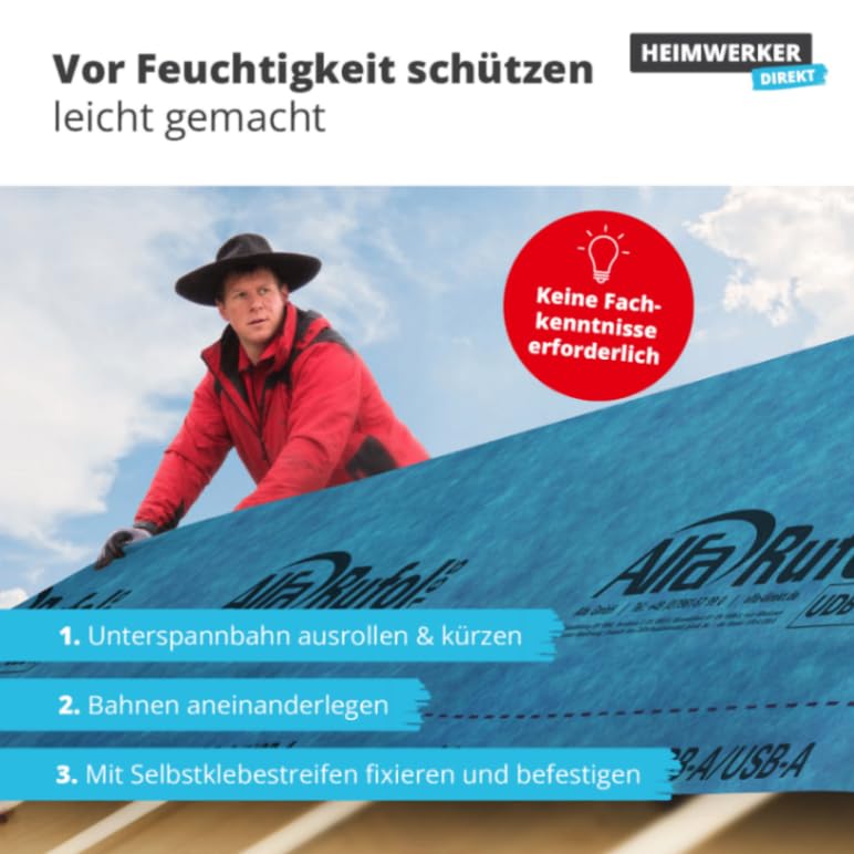 Alfa Rufol UDB 165 1,5 x 50m blau – Unterdeckbahn 170 g/m (75 m²)