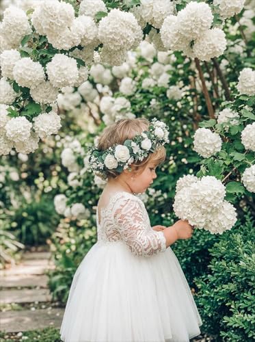 Image of 2Bunnies Girl Peony Lace Back A-Line Straight Tutu Tulle Party Flower Girl Dress