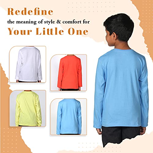 Image of YUV Kids Boys Printed Multicolor 100% Cotton Full Sleeve T Shirt for Kids Super Soft Breathable Lightweight Gifts for Kids | 7 to 12 Years, Pack of 4