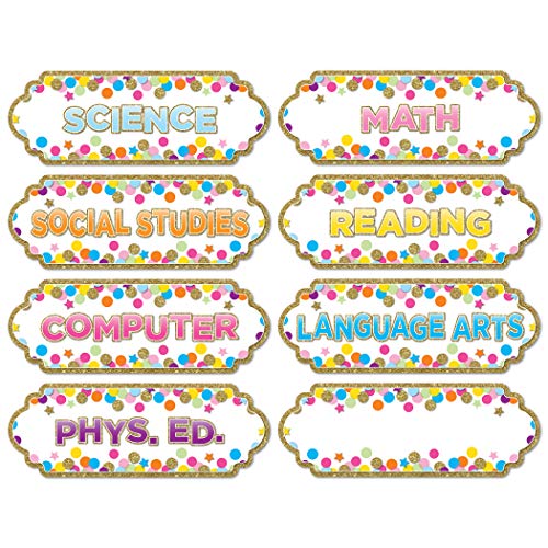 Ashley Productions ASH19007 Magnetic Die-Cut Labels, Confetti Class Subjects, Printed Magnet Sheet image 2