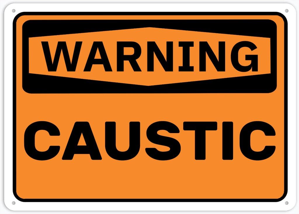 8"x12" Tin Metal Sign - Warning Caustic - Decorative Plate For Shop, Yard, Garage, Outdoor Wall