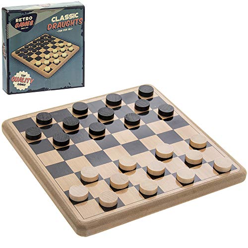 Retro Games | Draughts | 1 Piece - 21x21x5 cm Cream and Black