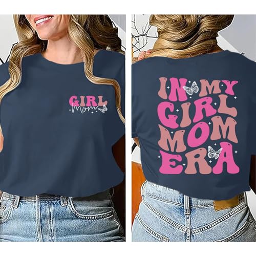 Image of Mama Shirts for Women in My Girl Mom Era Shirt Funny Letter Printed Graphic Tees Casual Tops