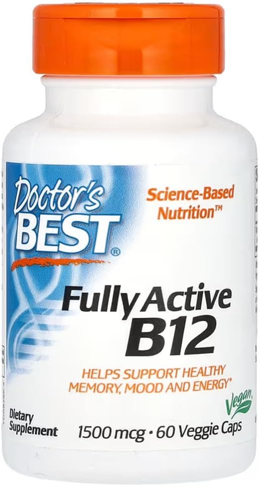 Doctor’s Best – Fully Active B12 (1500mcg) | Supports Energy Production and Nerve Health – 60 Veggie Capsules