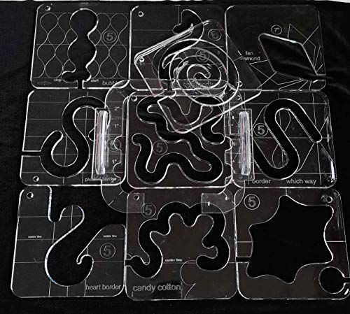 Honeysew New Quilting Ruler Free Motion Quilting Template With Quilting Frame (Quilting Frame+10Pcs Quilting Template) #TOP5