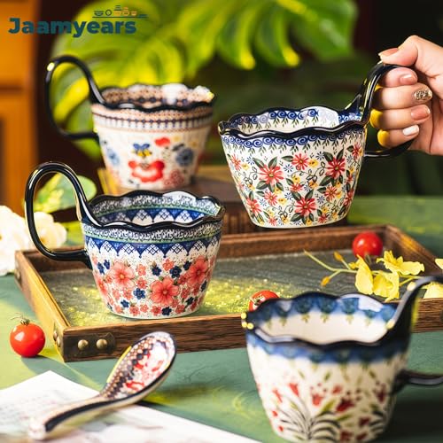 Jaamyears Bouillon Cups, Soup Bowls with Handles, 400ml Microwave Soup Mug for Breakfast, Milk, Desserts, Oatmeal - Image 4