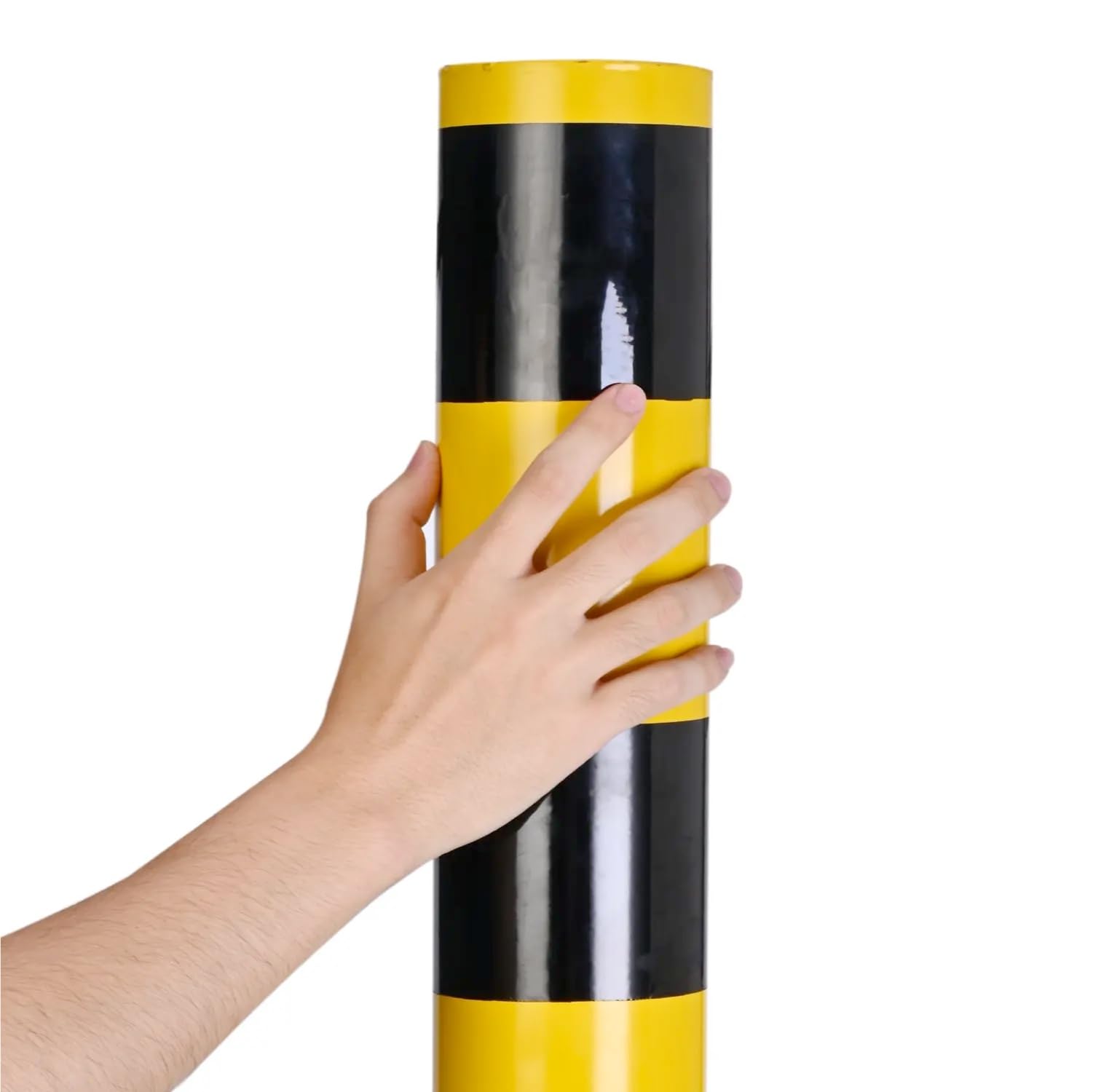 Lagerschutz - Rammschutzpfosten gelb ca. 110 cm - Rammschutzpoller, Absperrpfosten - Ø 60 mm Anfahrtschutz für Regal & Hochregale & Einfahrt & Hof & Garage