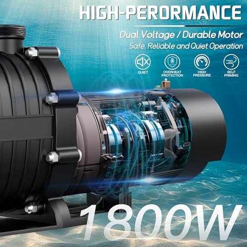 Image of LANCHEZ In /Above Ground Pool Pump, High Flow Self Primming Swimming Pool Pumps Above Ground, Black