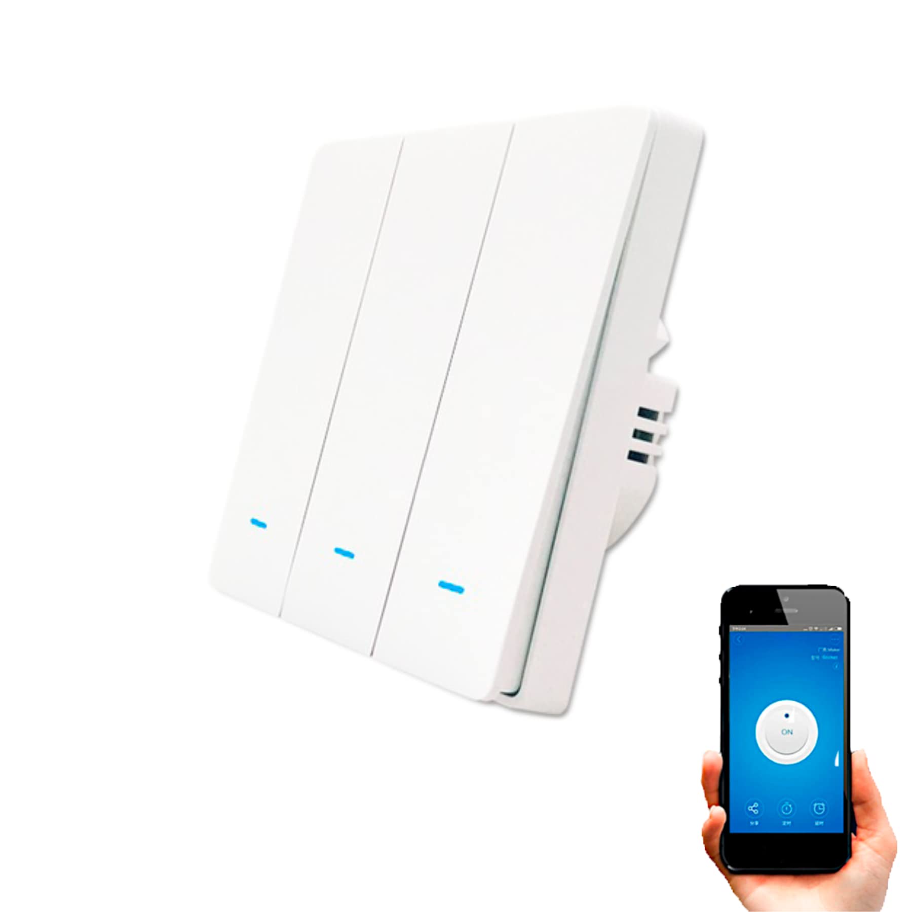 SMARTFY Interruttore WiFi intelligente da parete senza neutro, compatibile con Alexa, Google Home e Smart Life, iOS e Android, programmabile - Smartfy (triplo pulsante)