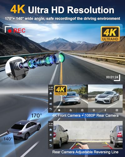 Pantalla Carplay Android Auto táctil de 11,26 pulgadas con cámara frontal 4K y GPS 4