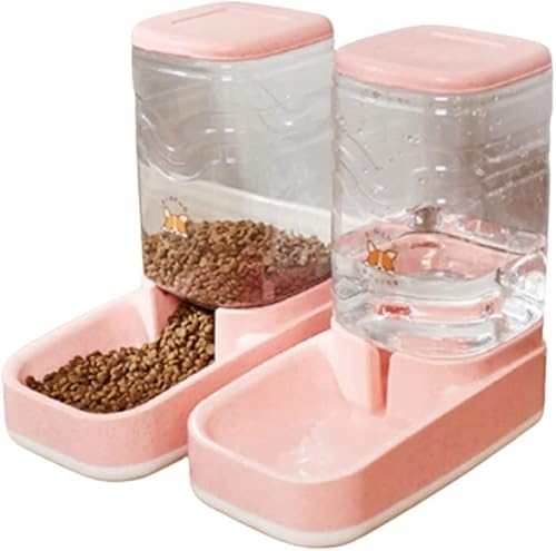 Dispensador de agua para mascotas, paquete de 2 alimentadores automáticos para gatos y dispensador de agua en juego, suministros de agua de
