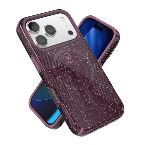 Image of Speck CANDYSHELL Grip +MS Case for iPhone 17 Pro - Plumberry Glitter | Slim Protective Grip | Drop Protection | MagSafe Compatible